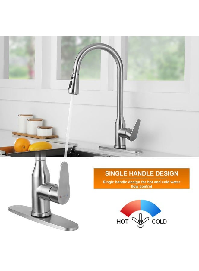 KEER Touch Kitchen Faucet, Smart Kitchen Sink Faucet with Pull Down Sprayer, Touch on Activated Kitchen Bar Sink Faucet Brushed Nickel, Stainless Steel - Image 4