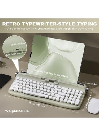 YUNZII Upgraded Wireless Keyboard, Retro Keyboard Typewriter Style with Integrated Stand, USB-C/Bluetooth Keyboard with Cute Round Keycaps for Multi Device for Win/Mac (B309, Sweet Mint) - pzsku/ZC2216BB8F11001CDA136Z/45/1748956662/ce97cf71-38e4-484f-ab6b-13da5fc2251e