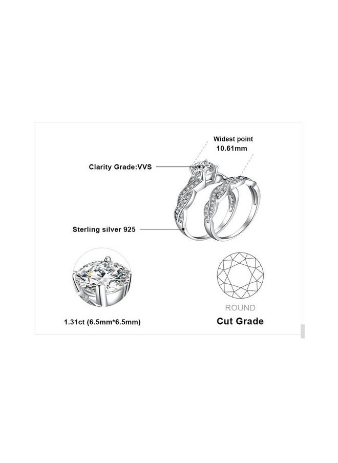 JewelryPalace - Wedding Bands Engagement Rings For Women, 14K Gold Plated 925 Sterling Silver Cubic Zirconia Promise Rings For Her, Infinity Anniversary 1.5Ct Simulated Diamond Ring Set Size 11 - Image 1