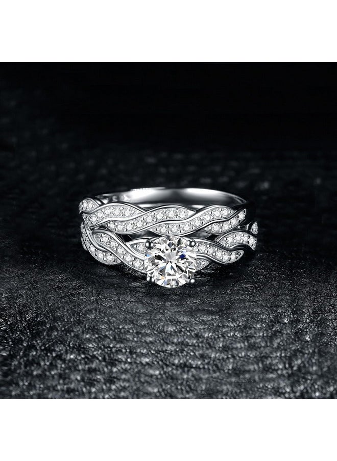 JewelryPalace - Wedding Bands Engagement Rings For Women, 14K Gold Plated 925 Sterling Silver Cubic Zirconia Promise Rings For Her, Infinity Anniversary 1.5Ct Simulated Diamond Ring Set Size 11 - Image 1