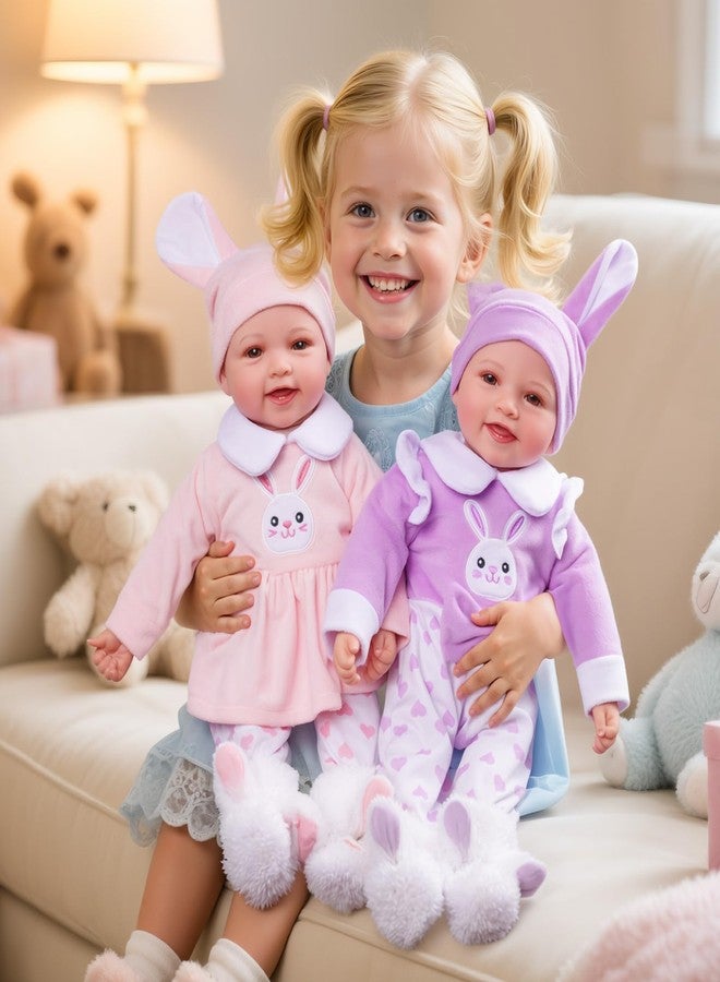BABESIDE Baby Dolls Twins - 17'' Cute Soft Body Realistic Newborn Twin Dolls Real Life Baby Girl and Boy with Accessories 3+ Year Old Kids Gifts, Pretend Play, Collection - Image 2