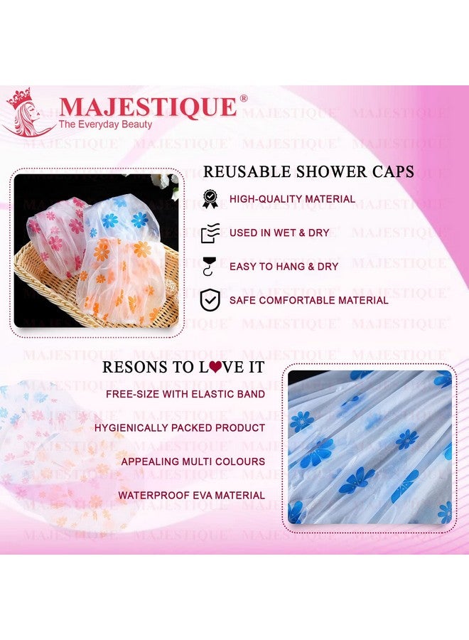 Majestique Shower Cap for Women - Ideal for All Hair Lengths and Thicknesses - Reusable, Waterproof and Washable Perfect Hair Cap for Bathing Durable Hair Cap - Beautiful Style and Color (Pack 3) - Image 4