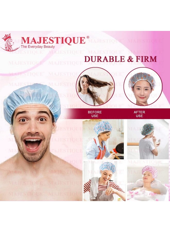 Majestique Shower Cap for Women - Ideal for All Hair Lengths and Thicknesses - Reusable, Waterproof and Washable Perfect Hair Cap for Bathing Durable Hair Cap - Beautiful Style and Color (Pack 3) - Image 3