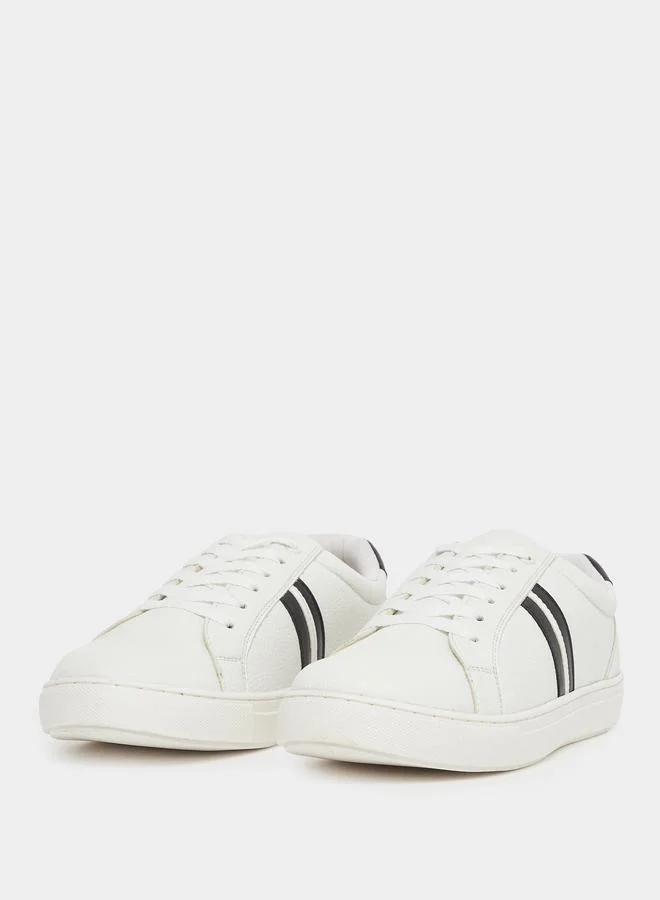 Styli Styli Twin Stripe Lace Up Court Sneakers