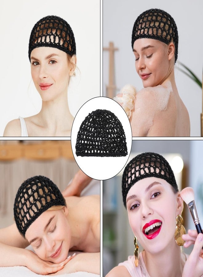 Yuanchu 3 Pcs Crochet Hair Net, Comfortable Breathable Mesh Hair Wrap Reusable Elastic Wig Cap Black Soft Hair Nets Women Sleeping Ballet Shower Bath Makeup Hold Long Short Curls In Place All Night - Image 2