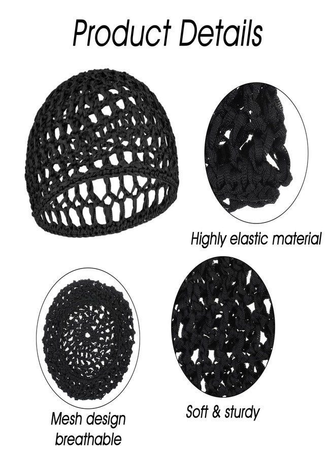 Yuanchu 3 Pcs Crochet Hair Net, Comfortable Breathable Mesh Hair Wrap Reusable Elastic Wig Cap Black Soft Hair Nets Women Sleeping Ballet Shower Bath Makeup Hold Long Short Curls In Place All Night - Image 3