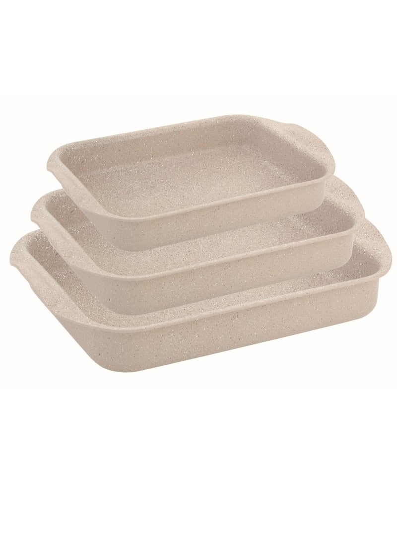 OZO 3Pcs Granite Rectangular Baking Trays , 31,33,35 Cm , Made in Turkey  - Image 4