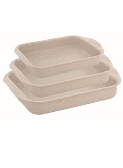 OZO 3Pcs Granite Rectangular Baking Trays , 31,33,35 Cm , Made in Turkey  - Image 1