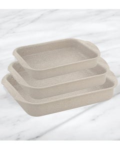 OZO 3Pcs Granite Rectangular Baking Trays , 31,33,35 Cm , Made in Turkey  - Image 2