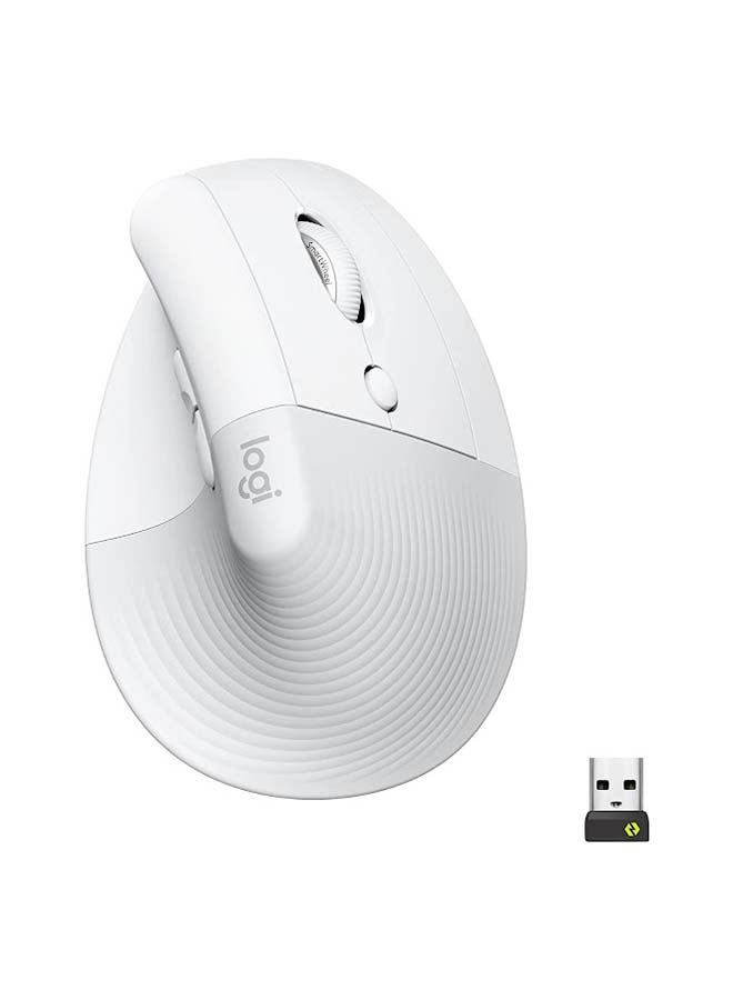 Logitech Lift Vertical Ergonomic Mouse, Wireless, Bluetooth Or Logi Bolt USB Receiver, Quiet clicks, 4 Buttons, Compatible With Windows/macOS/iPadOS, Laptop, PC Off White - Image 1