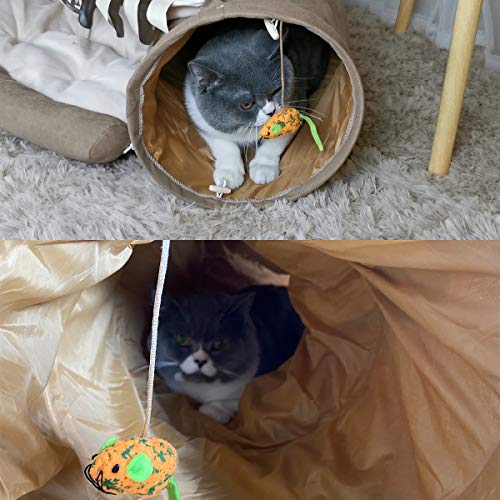 LEFTSTARER 2-in-1 Collapsible Cat Tunnel for Indoor Bed and Hideout - Pet Dog Rabbit Bunny Ferret Tunnel Tubes Toys with Removable Washable Mat, Tower Wheel Stuff - Image 3