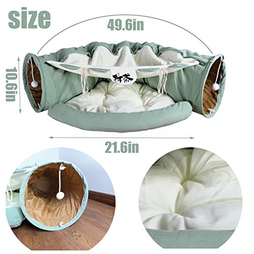 LEFTSTARER 2-in-1 Collapsible Cat Tunnel for Indoor Bed and Hideout - Pet Dog Rabbit Bunny Ferret Tunnel Tubes Toys with Removable Washable Mat, Tower Wheel Stuff - Image 2