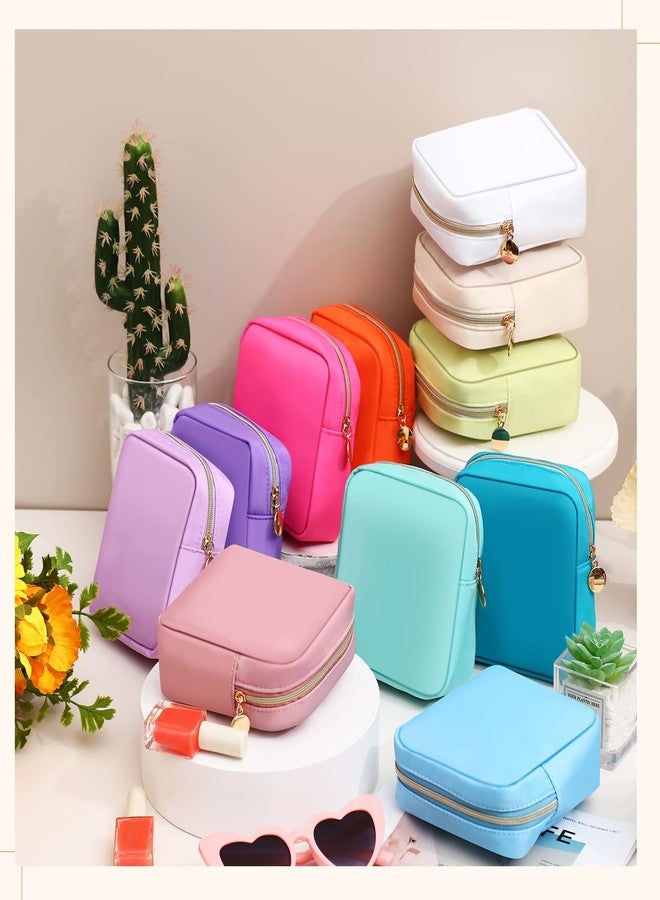 Kacctyen 12 Pcs Mini Makeup Bag Nylon Small Pouch for Purse Mini Square Nylon Pouch with Zipper Small Cosmetic Travel Makeup Bag Purse Organizer for Women(Fresh Color,Regular) - Image 2