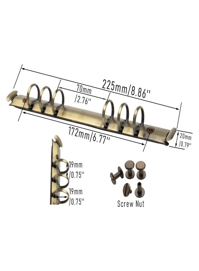 Mogoostry 2PCS 6-Ring Binder Mechanism A5 Notebook Mechanism Replacement Kit Bronze Metal Clip Round Ring Binding Spines Combs Set for Planner Organizer - Image 2