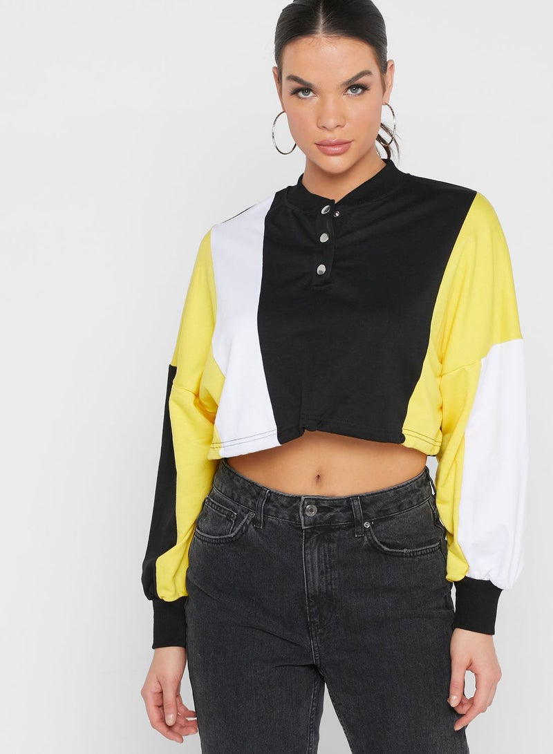Ginger Colourblock Drawcord Cropped Hoodie - Image 1