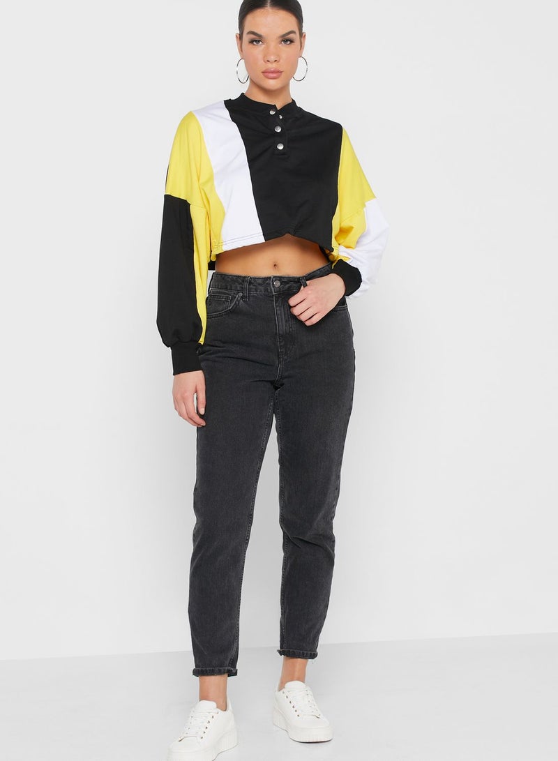 Ginger Colourblock Drawcord Cropped Hoodie - Image 4