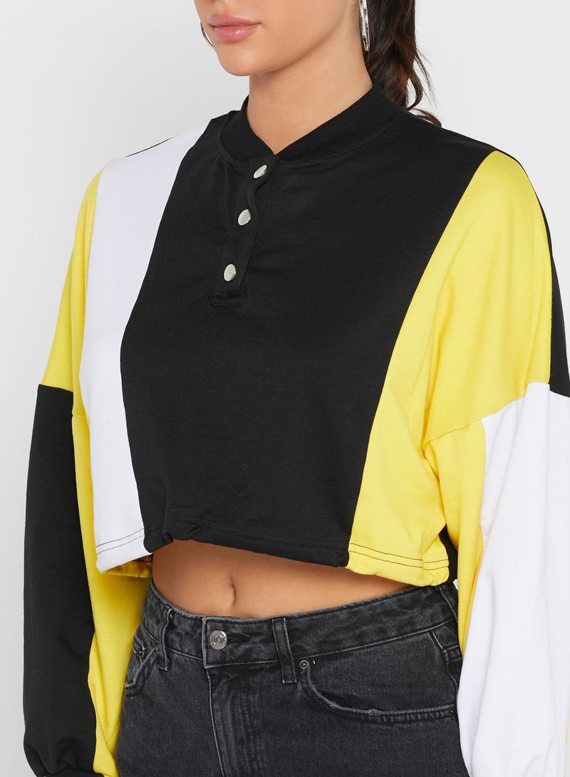 Ginger Colourblock Drawcord Cropped Hoodie - Image 3