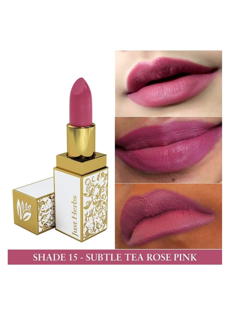 Just Herbs Just Herbs Herb Enriched Ayurvedic Lipstick (Subtle Tea Rose Pink, Shade No. 15)  - Image 2