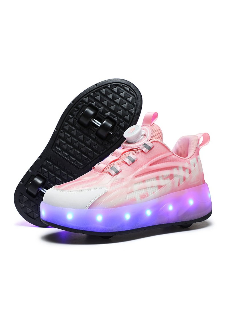 Joshberg LED Flash Light Sneaker Skate Shoes with Wheels USB Charging Roller Skates Shoes - Image 1