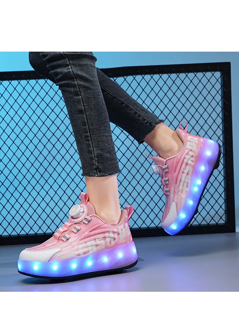 Joshberg LED Flash Light Sneaker Skate Shoes with Wheels USB Charging Roller Skates Shoes - Image 4