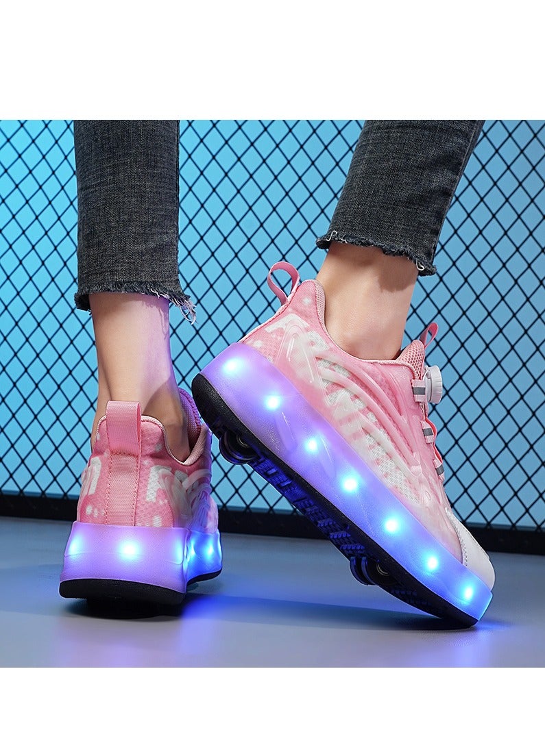 Joshberg LED Flash Light Sneaker Skate Shoes with Wheels USB Charging Roller Skates Shoes - Image 3