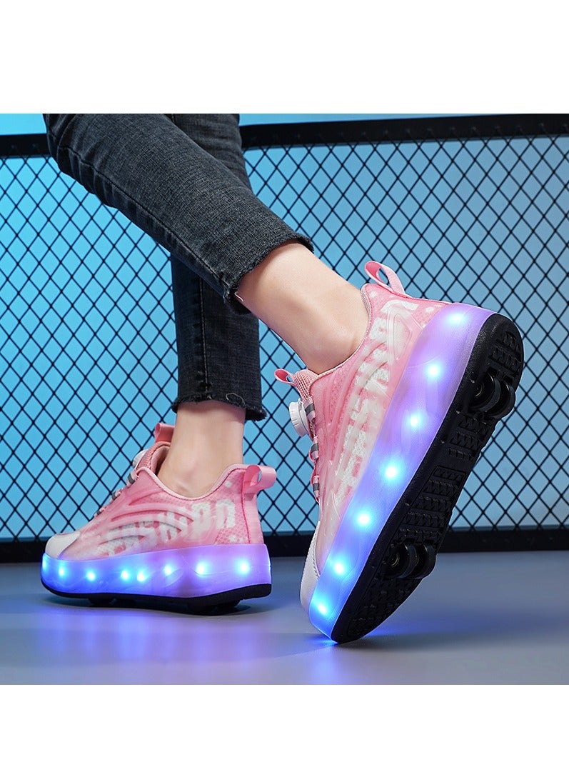 Joshberg LED Flash Light Sneaker Skate Shoes with Wheels USB Charging Roller Skates Shoes - Image 2