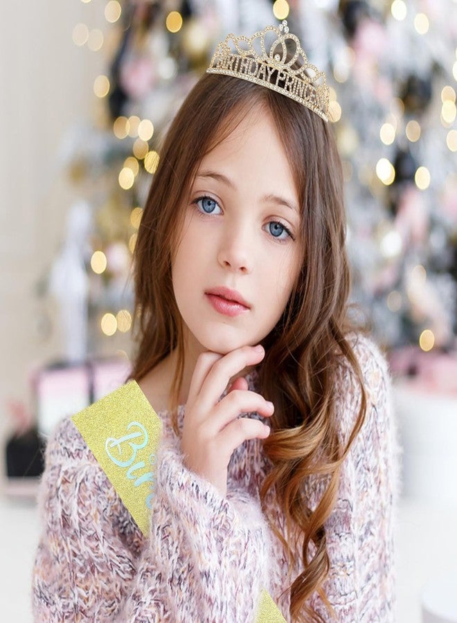 CAVETEE Birthday Crown and Sash for Women, Tiara for Girl & Women Birthday Party Decorations for Girl Gifts Set (Gold) - Image 4
