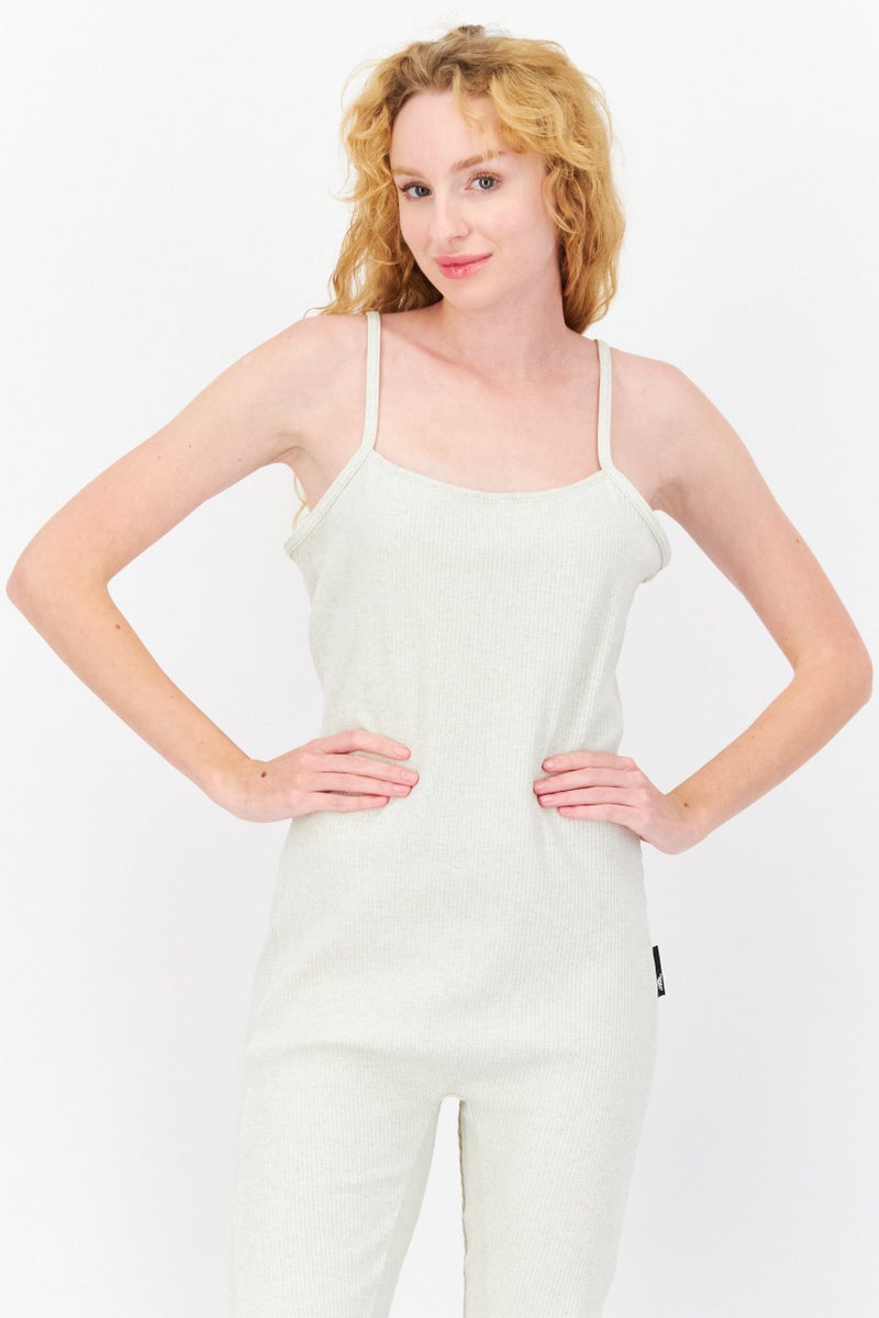 Adidas Women Sportswear Fit Sleeveles Training Playsuits, Beige - Image 2