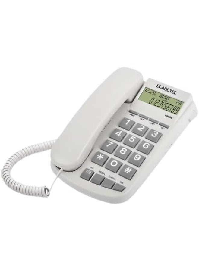 Cordless landline phone with LCD screen, clear sound, long-range signal, and easy-to-use handset for home and office.