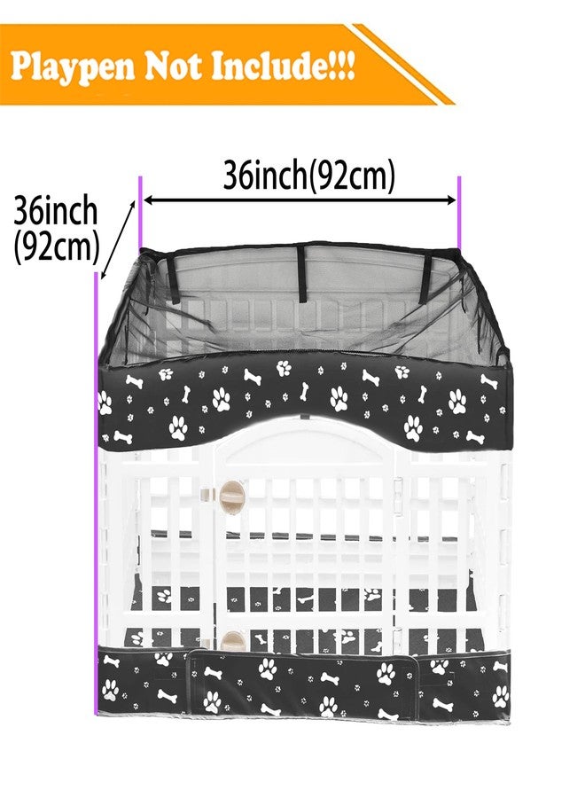 THINMUHAND 2 Pack Dog Playpen Cover and Bottom Pad Fits for 36 Inch 4 Panels Pet Playpen, Dog Crate Pad Puppy Play Pen Cover, Hoop and Loop Design (Note: Playpen Not Included). -Black - Image 2