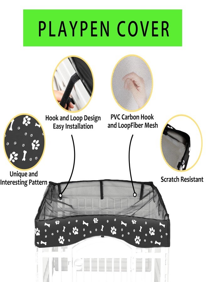 THINMUHAND 2 Pack Dog Playpen Cover and Bottom Pad Fits for 36 Inch 4 Panels Pet Playpen, Dog Crate Pad Puppy Play Pen Cover, Hoop and Loop Design (Note: Playpen Not Included). -Black - Image 4