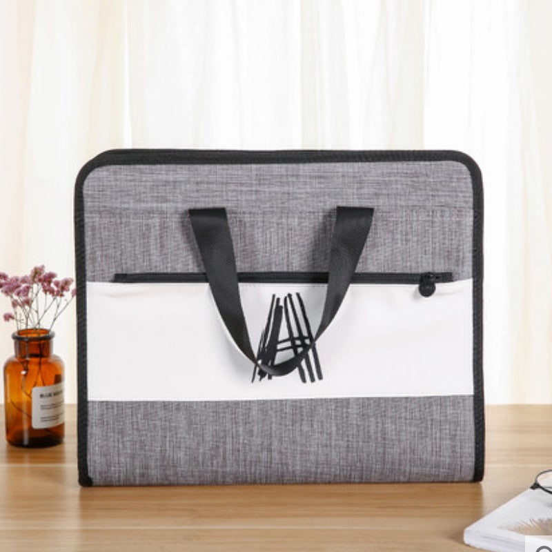Generic Student Creative Large Canvas Accordion File Bag A4 4719 letter Gray