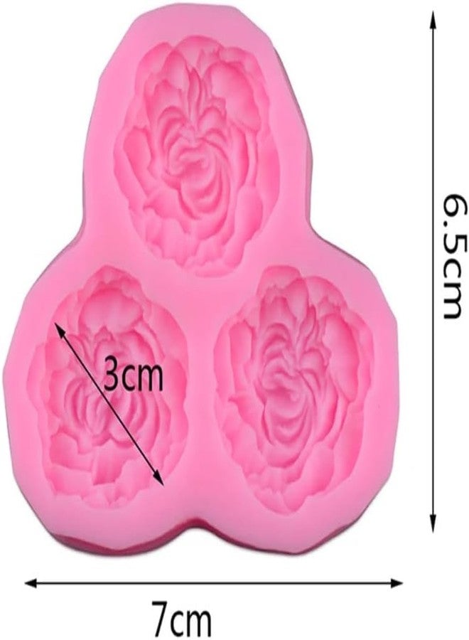 MATIN IMPEX 3-Cavity Rose Flower Silicone Mold for Fondant, Candy, Sugarcraft, Cupcake Toppers, Polymer Clay, Soap, Wax, and Craft Projects (CFM122) - Image 2