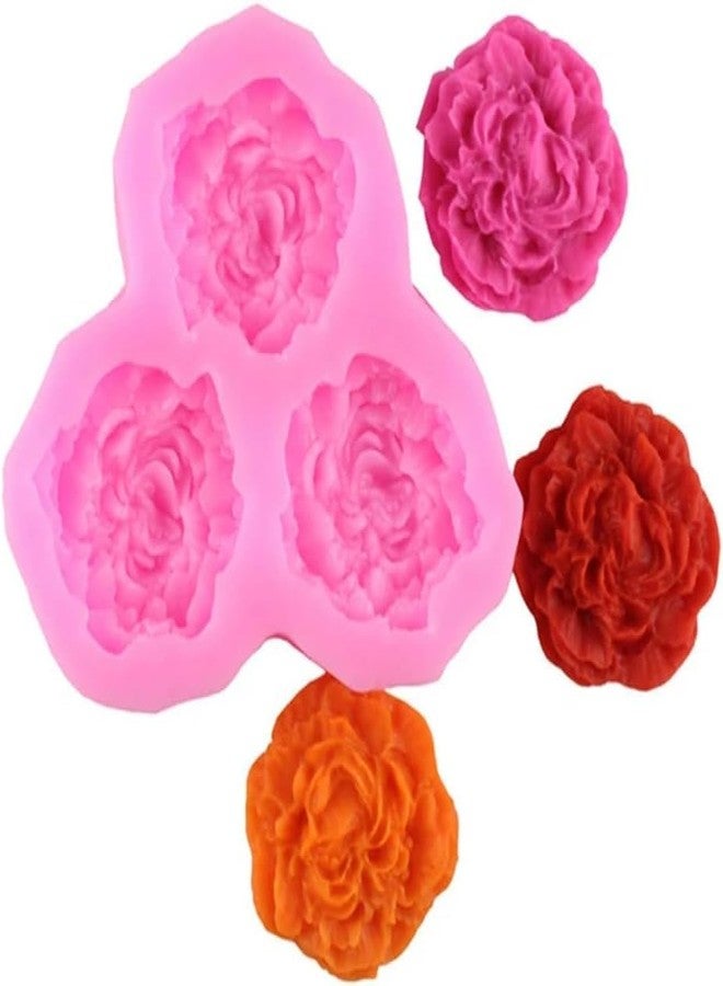 MATIN IMPEX 3-Cavity Rose Flower Silicone Mold for Fondant, Candy, Sugarcraft, Cupcake Toppers, Polymer Clay, Soap, Wax, and Craft Projects (CFM122) - Image 1