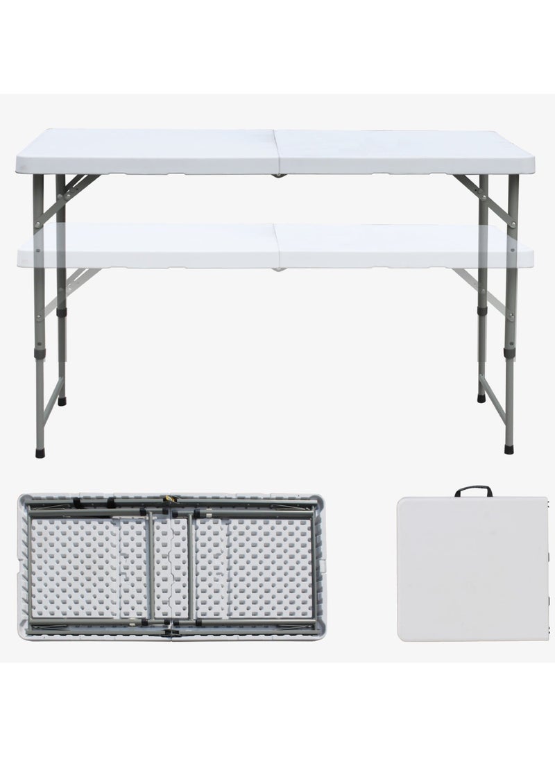 Marcolo 120x60cm Folding Table Heavy Duty, Portable Centerfold Table with Safety Lock, Compact Plastic Table for Indoor & Outdoor Use - Image 2