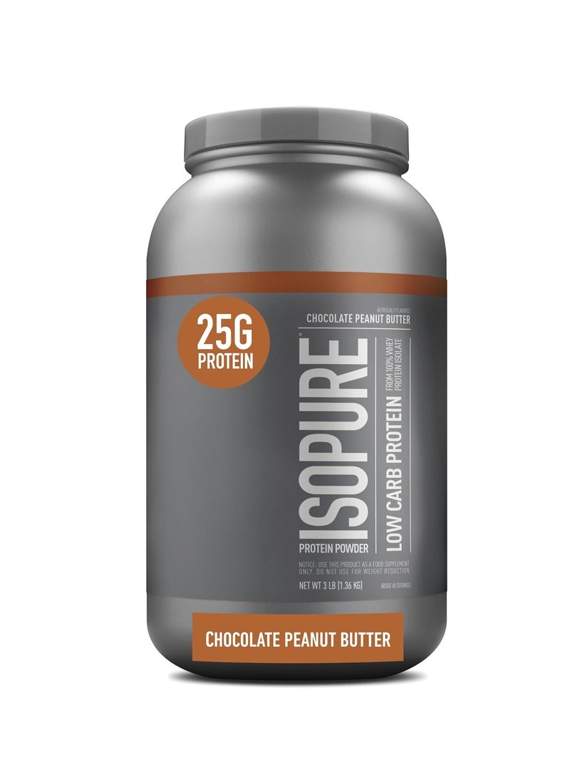 آيزوبيور مسحوق بروتين مصل اللبن NB Isopure Zero Carb 100%، 3 رطل من زبدة الفول السوداني والشوكولاتة - Image 1