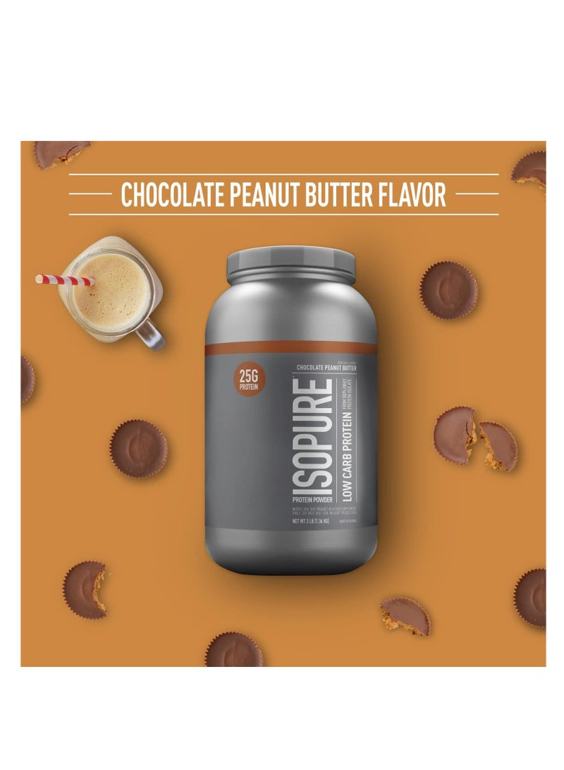 آيزوبيور مسحوق بروتين مصل اللبن NB Isopure Zero Carb 100%، 3 رطل من زبدة الفول السوداني والشوكولاتة - Image 2