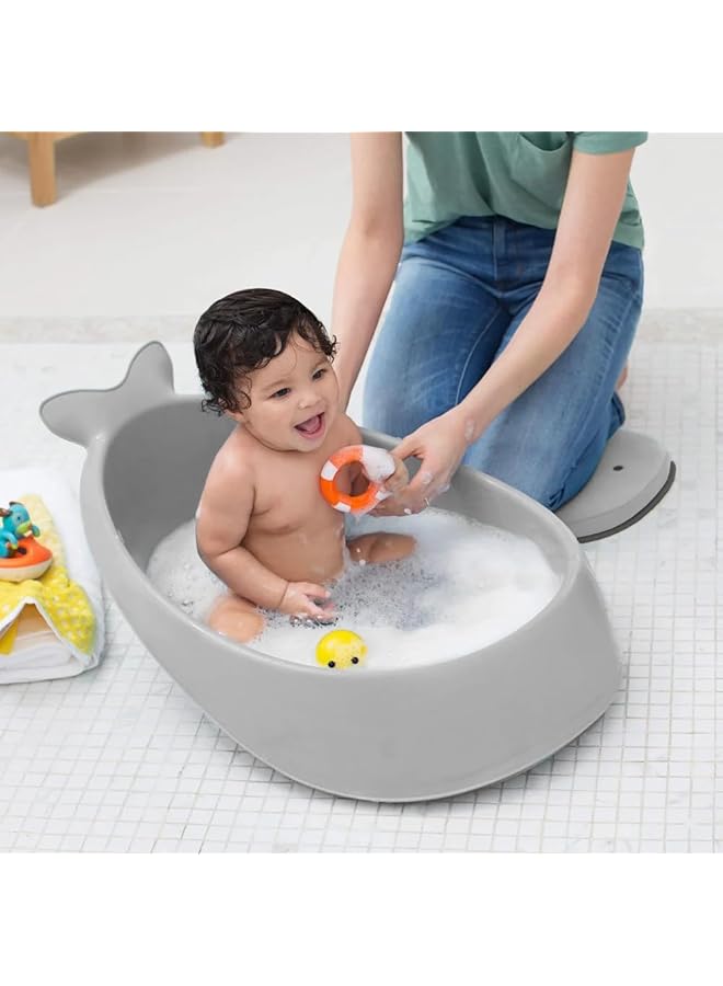 إيروريكس حوض استحمام للأطفال مع وسادة سجادة حمام، حوض استحمام للأطفال على شكل حوت مع فتحة تصريف، حوض استحمام مع عدم الانزلاق - Image 2