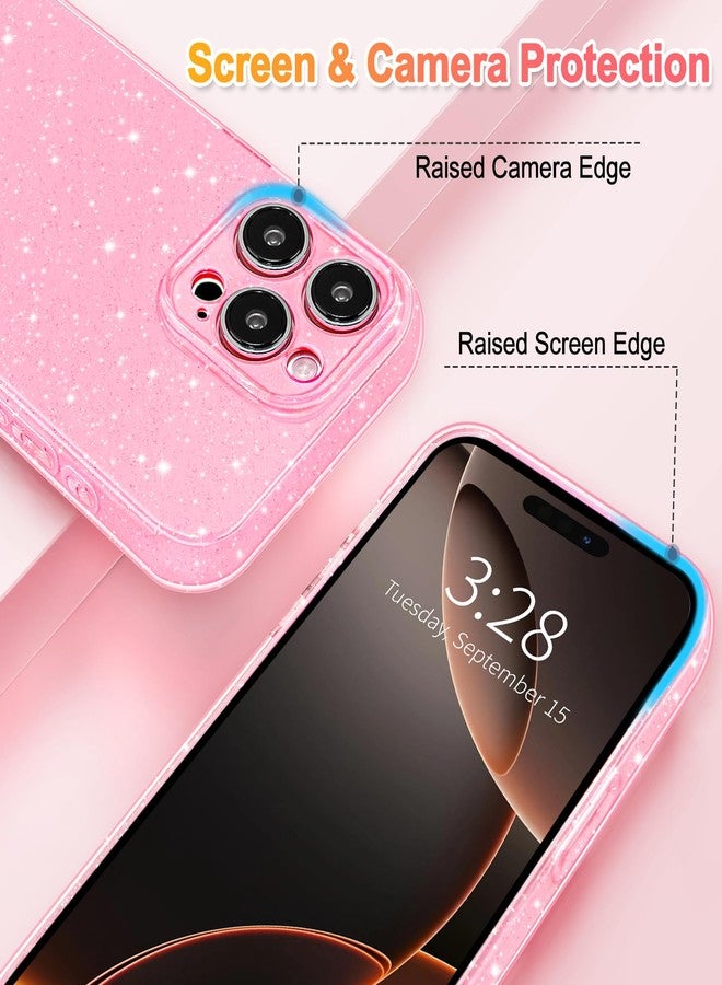 Hython Case for iPhone 16 Pro Max Case Glitter Cute Sparkly Shiny Bling Sparkle Phone Cases 6.9", Thin Slim Fit Soft TPU Bumper Shockproof Rubber Protective Cover for Women Girls Girly, Bright Pink - Image 3