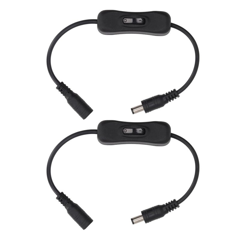 Pwshymi DC Power Switch Cable 11.5in Length DC Male Female Cable for LED Strip CCTV Home Use 2pcs Black ABS - Image 1