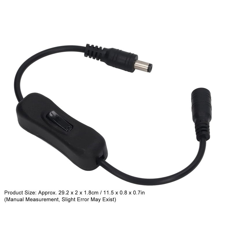 Pwshymi DC Power Switch Cable 11.5in Length DC Male Female Cable for LED Strip CCTV Home Use 2pcs Black ABS - Image 4