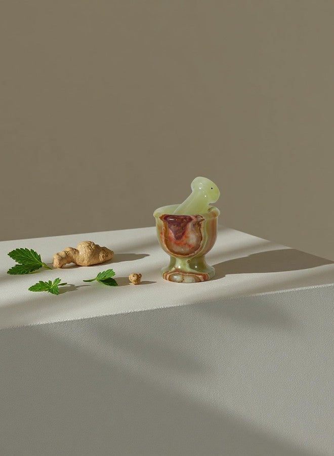 TheWolfard Mini Mortar and Pestle Set - 2.5″ Marble Stone Grinder with Polished Bowl & Non-Slip Base | Small Spice Crusher, Herb Grinder & Pill Crusher - Image 4