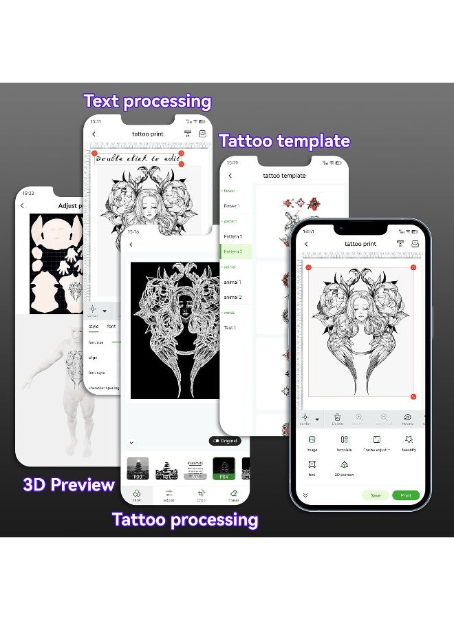 PeriPage P92 Tattoo Stencil Printer Thermal Temporary Tattoo Printer with Stencil Paper Compatible with Phone,Pad & PC - Image 4