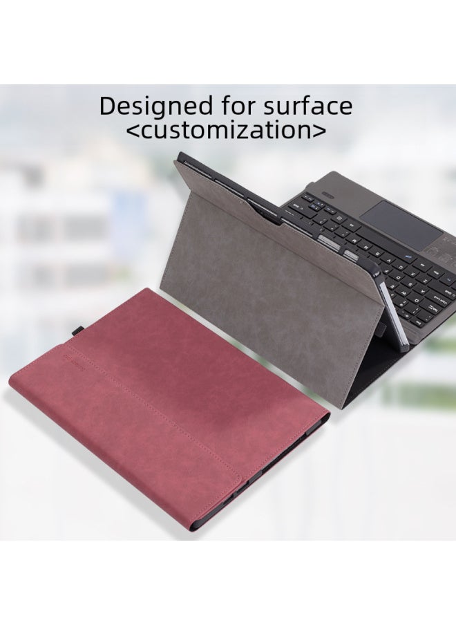For Microsoft Surfacepro10/9/8 Protective Case Go2/3 Computer Bag Pro4/5/6/7 Protective Soft Case-Color:"Fashion Black" + South Africa Sheep Bar Fabric-Applicable Model:Surface Pro8 [soft Shell]]