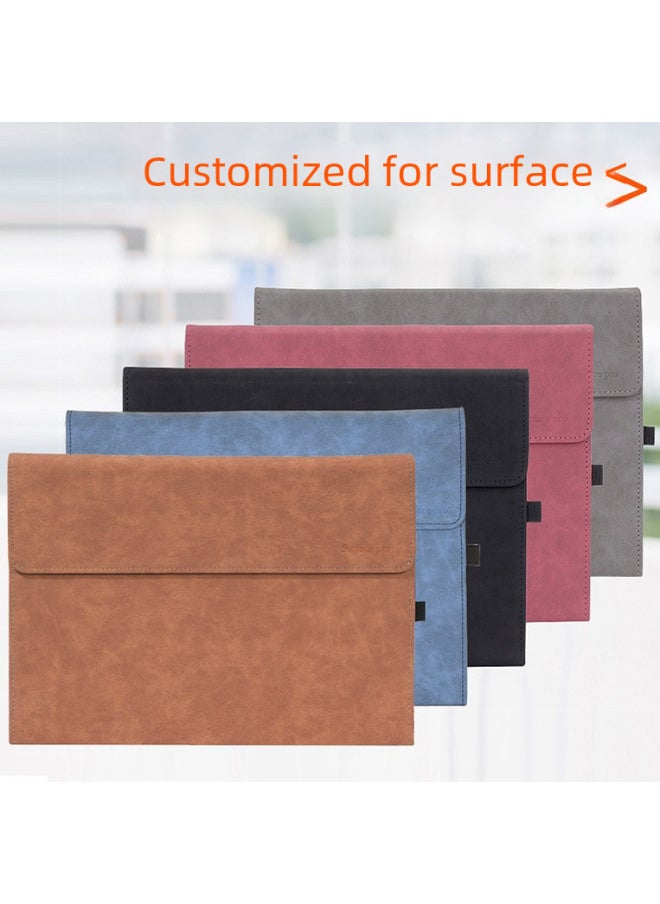 For Microsoft Surfacepro10/9/8 Protective Case Go2/3 Computer Bag Pro4/5/6/7 Protective Soft Case-Color:"Fashion Black" + South Africa Sheep Bar Fabric-Applicable Model:Surface Pro8 [soft Shell]]
