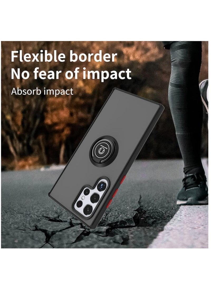 ELTRAZONE Galaxy S22 Ultra , Clear Crystal Armor Defender Design Hybrid Protective Case Cover Ring Holder Kickstand - Image 4