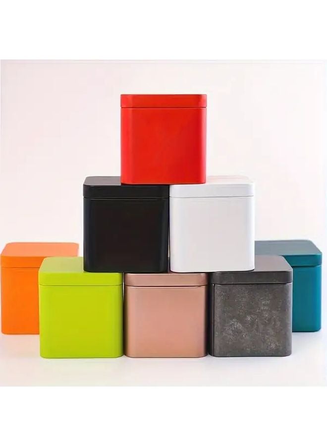 Blue Square Metal Tin Canisters 3 Pack Decorative Storage Containers For Holidays - Image 1