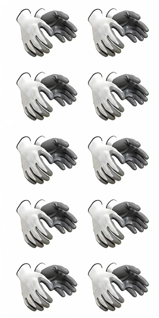 Heavy Duty Reusable Industrial Safety Nylon Anti Cut Resistant Hand Gloves Grey 10 Pairs Hand Gloves for Garden Industrial Farming work Men Women  - Image 1