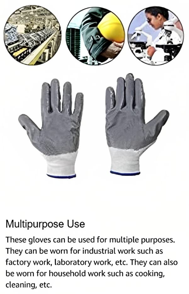 Heavy Duty Reusable Industrial Safety Nylon Anti Cut Resistant Hand Gloves Grey 10 Pairs Hand Gloves for Garden Industrial Farming work Men Women  - Image 4