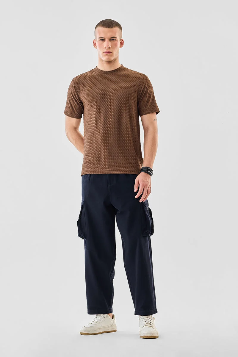 Snitch Navy Straight Fit Twill Cargo Pants for Men | Best Price UAE